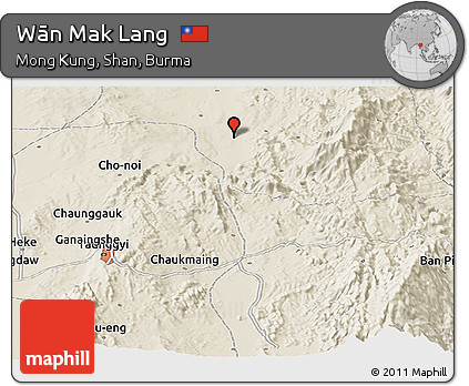Shaded Relief Panoramic Map of Wān Mak Lang