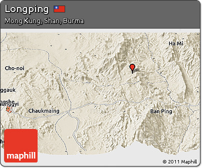 Shaded Relief Panoramic Map of Longping