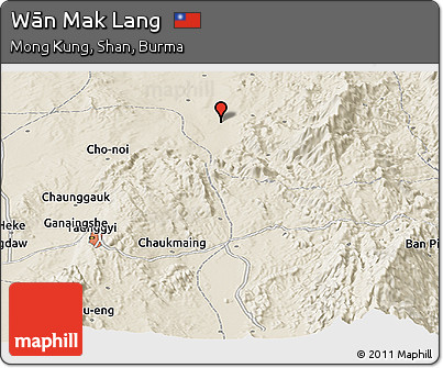 Shaded Relief Panoramic Map of Wān Mak Lang