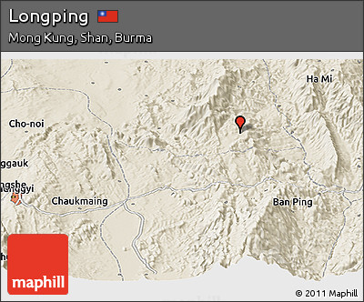 Shaded Relief Panoramic Map of Longping