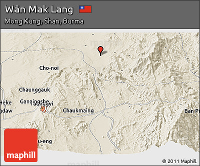 Shaded Relief Panoramic Map of Wān Mak Lang