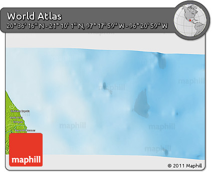 Physical 3D Map of the Area around 20° 53' 8" N, 96° 49' 29" W
