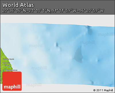 Physical 3D Map of the Area around 20° 53' 8" N, 96° 49' 29" W