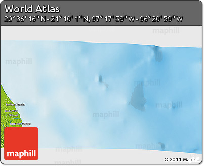 Physical 3D Map of the Area around 20° 53' 8" N, 96° 49' 29" W