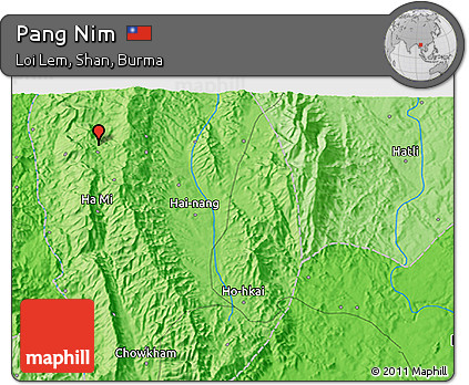 Political 3D Map of Pang Nim