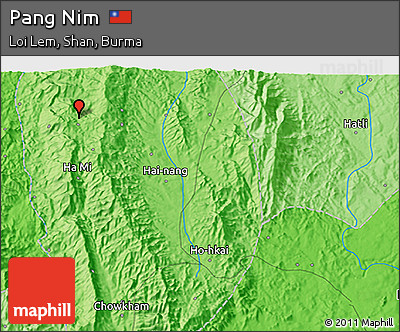 Political 3D Map of Pang Nim