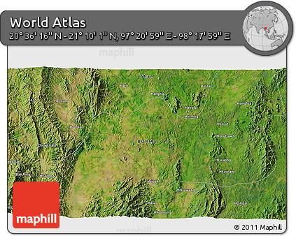 Satellite 3D Map of the Area around 20° 53' 8" N, 97° 49' 29" E
