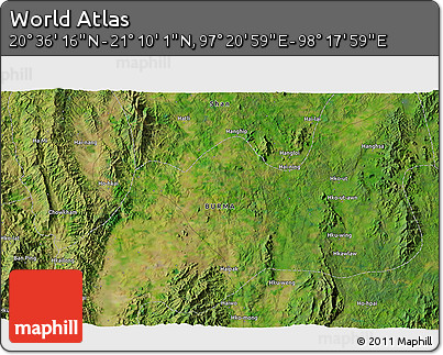 Satellite 3D Map of the Area around 20° 53' 8" N, 97° 49' 29" E