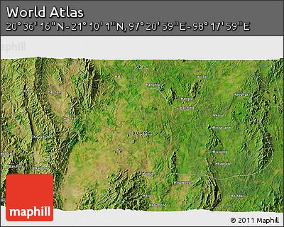 Satellite 3D Map of the Area around 20° 53' 8" N, 97° 49' 29" E