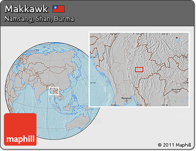 Gray Location Map of Makkawk, hill shading