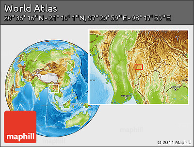 Physical Location Map of the Area around 20° 53' 8" N, 97° 49' 29" E