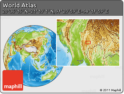 Physical Location Map of the Area around 20° 53' 8" N, 97° 49' 29" E