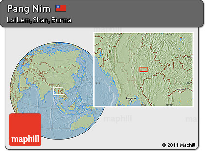 Savanna Style Location Map of Pang Nim, hill shading