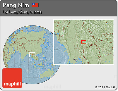Savanna Style Location Map of Pang Nim, hill shading
