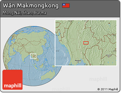 Savanna Style Location Map of Wān Makmongkong, hill shading