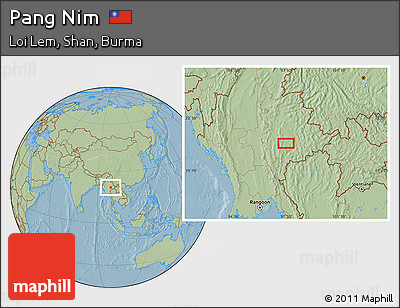 Savanna Style Location Map of Pang Nim, hill shading