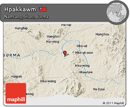 Shaded Relief Panoramic Map of Hpakkawm