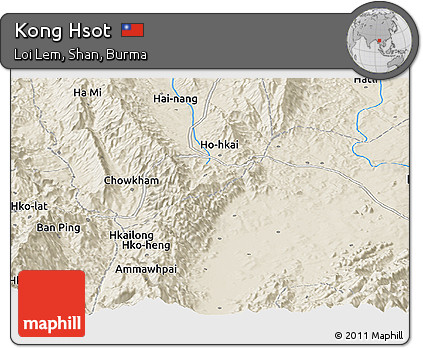 Shaded Relief Panoramic Map of Kong Hsot