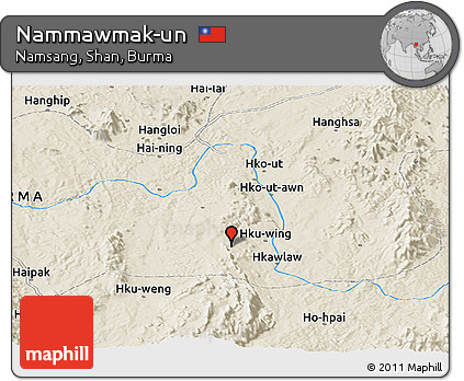 Shaded Relief Panoramic Map of Nammawmak-un
