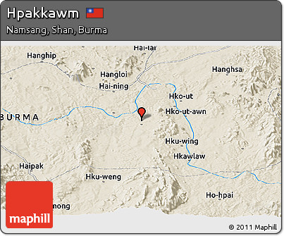Shaded Relief Panoramic Map of Hpakkawm