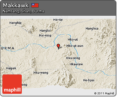 Shaded Relief Panoramic Map of Makkawk