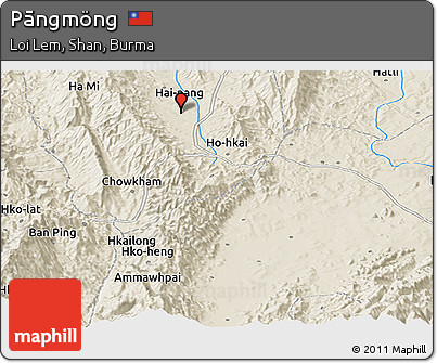 Shaded Relief Panoramic Map of Pāngmöng