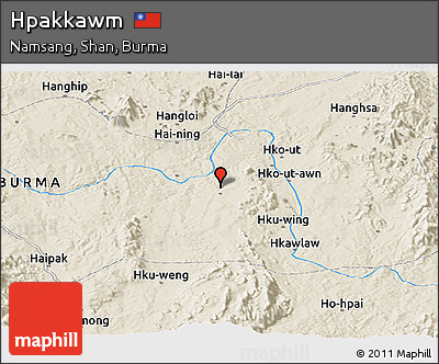 Shaded Relief Panoramic Map of Hpakkawm