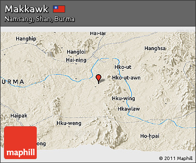 Shaded Relief Panoramic Map of Makkawk