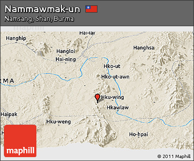 Shaded Relief Panoramic Map of Nammawmak-un