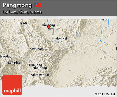 Shaded Relief Panoramic Map of Pāngmöng