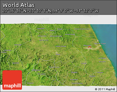 Satellite 3D Map of the Area around 20° 53' 8" N, 97° 40' 30" W