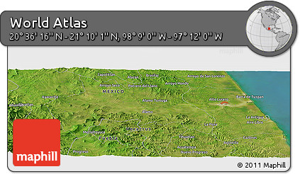 Satellite Panoramic Map of the Area around 20° 53' 8" N, 97° 40' 30" W