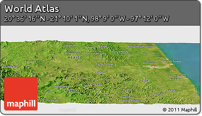 Satellite Panoramic Map of the Area around 20° 53' 8" N, 97° 40' 30" W