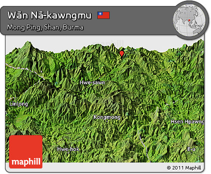 Satellite Panoramic Map of Wān Nā-kawngmu
