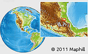 Physical Location Map of the area around 20° 53' 8" N, 98° 31' 30" W