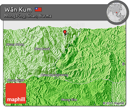 Political 3D Map of Wān Kum