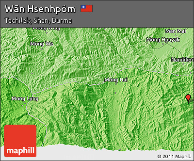 Political 3D Map of Wān Hsenhpöm