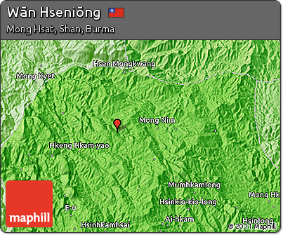 Political 3D Map of Wān Hseniōng