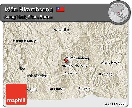 Shaded Relief 3D Map of Wān Hkamhseng