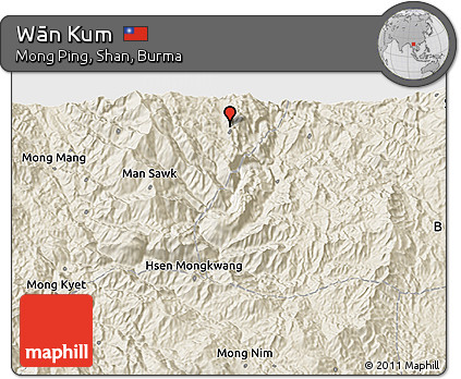 Shaded Relief 3D Map of Wān Kum