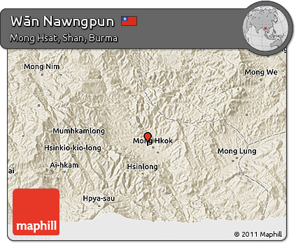 Shaded Relief 3D Map of Wān Nawngpun