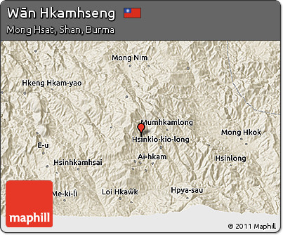 Shaded Relief 3D Map of Wān Hkamhseng
