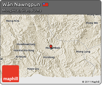 Shaded Relief 3D Map of Wān Nawngpun