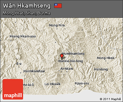 Shaded Relief 3D Map of Wān Hkamhseng