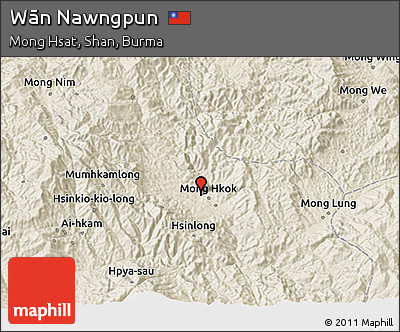 Shaded Relief 3D Map of Wān Nawngpun