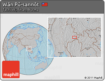 Gray Location Map of Wān Pū-sannōt, hill shading
