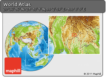 Physical Location Map of the Area around 20° 53' 8" N, 99° 31' 30" E
