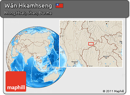 Shaded Relief Location Map of Wān Hkamhseng