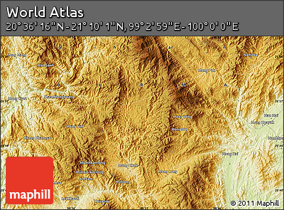 Physical Map of the Area around 20° 53' 8" N, 99° 31' 30" E