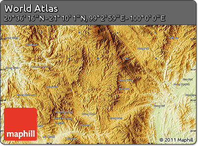 Physical Map of the Area around 20° 53' 8" N, 99° 31' 30" E